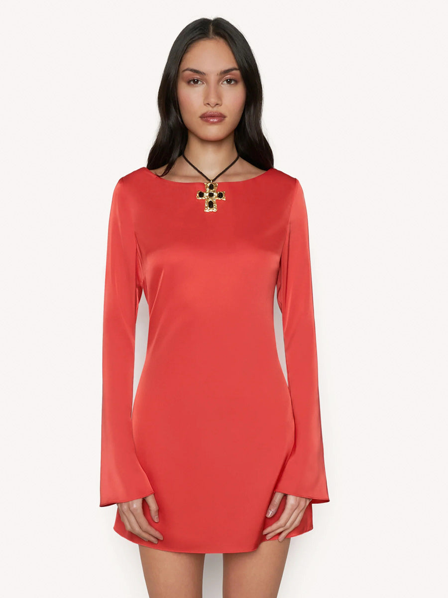 Simple Bodycon Dress Boatneck Open Back Lace Up Party Mini Dresses