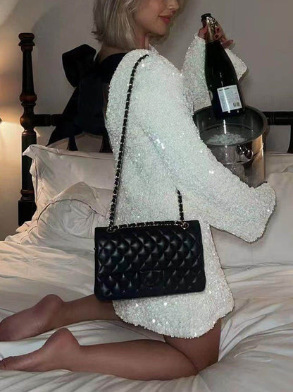 Night-Sky Sequin Bustier Mini Dress