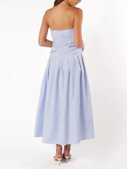 Emily-Stripe Strapless Dress