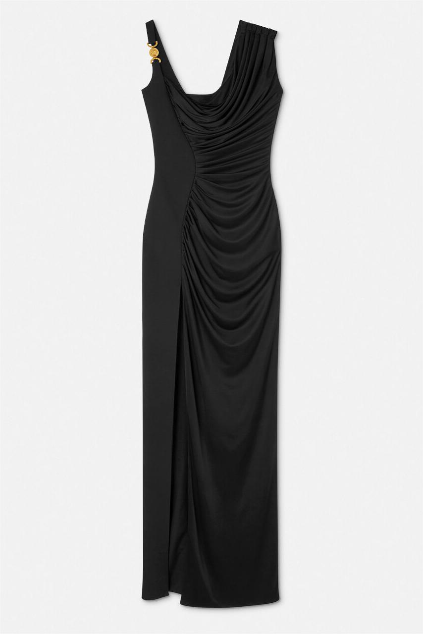 Solid Knit Ruched Split Midi Dress
