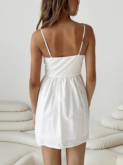 Solid Cutout Trim Cami Mini Dress