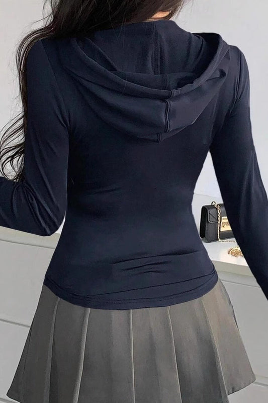 Fitted Zip-Up Cropped Hoodie