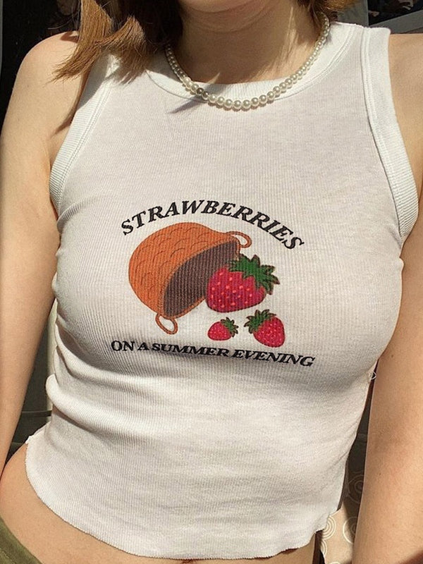 Strawberry Print Tank Top