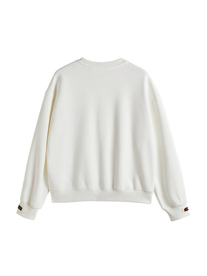 Solid Color Sleeve Embellished Oversized Hoodie