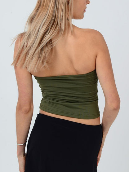 Solid Metal Ring Backless Halter Vest