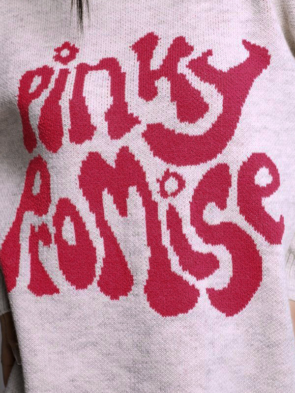 Contrast Color Letter Print Pull Over Sweater