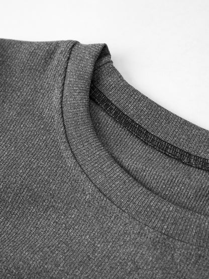 Print Ribbed Slim Long Sleeve Knit