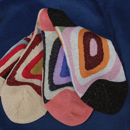 Two Tone Ribbed Cuff Crew Socks