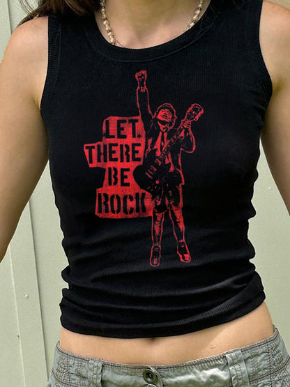 Contrast Print Slim Fit Casual Tank Top