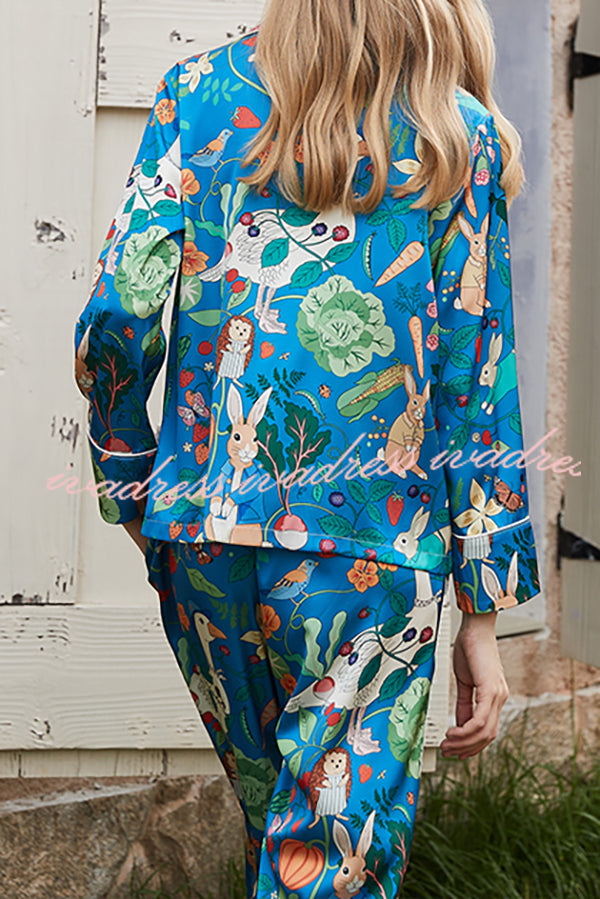 Carrot Rabbit Printed Home Long Sleeved Two-piece Set