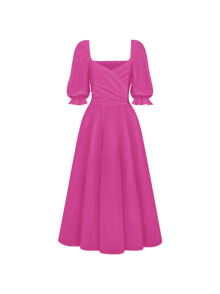 SUNSET SANDS TWO WAY WEARABLE MIDI DRESS - FUCHSIA