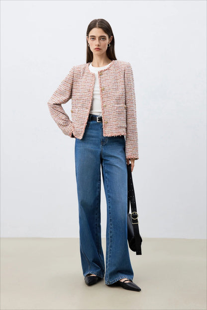 Round Neck Tweed Blend Jacket