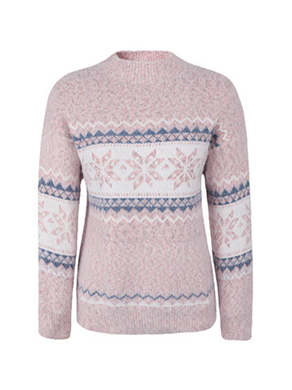 Snowflake Jacquard Mock Neck Sweater