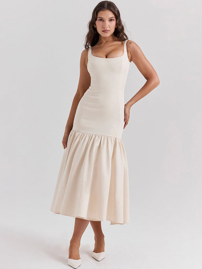 Bodycon Dress Square Neck Backless Ruffles Prom Party Maxi Dresses