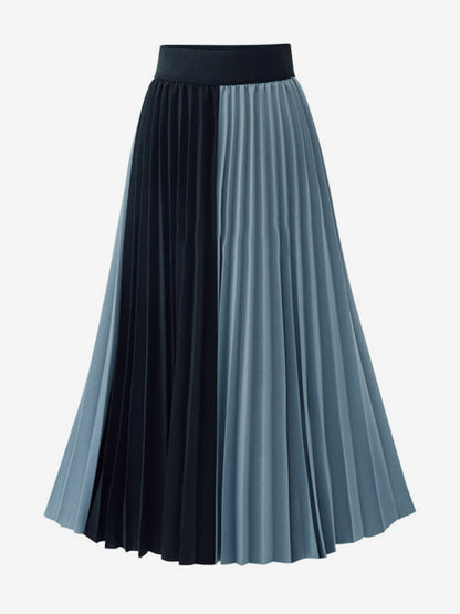 Retro Pleated Skirt Two-One With Elastic Waist Fall Winter Midi Dress