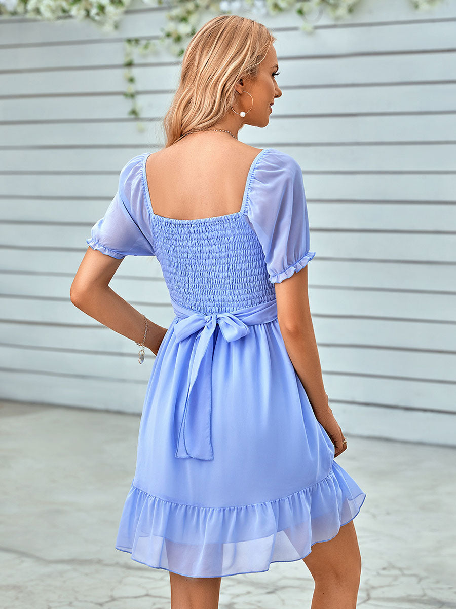 Mini Dresses Light Green Short Sleeves Short Dress