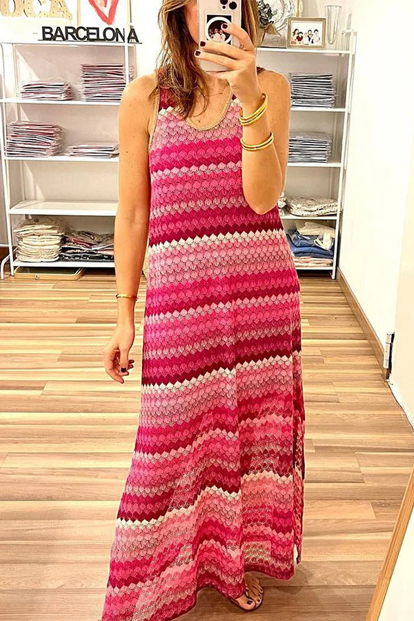 Women Casual Sleeveless Multicolor Maxi Dress