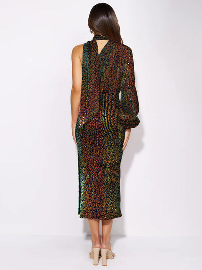 Layton Sequin One-Shoulder Midi Dress - Multi
