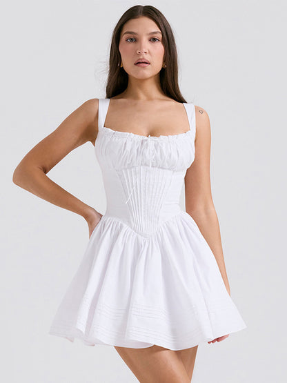 Floral Dress Mini Dresses Dresses Floral Print Lace Up Straps Neck Sleeveless No Open Seam Elegant Fall Short
