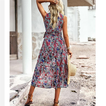V-Neck Sleeveless Maxi Dress in Vibrant Print Options