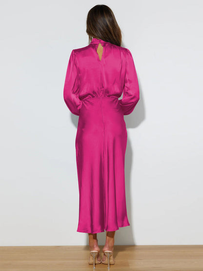 FROM THE SOURCE HIGH NECK BRIDAL MAXI DRESS - FUCHSIA