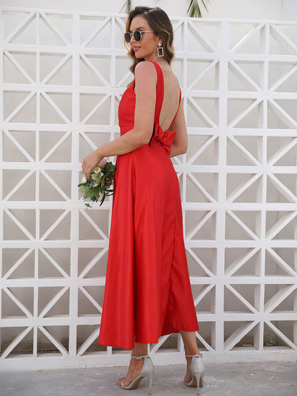 Sexy Sleeveless Midi Dress Vacation Dresses