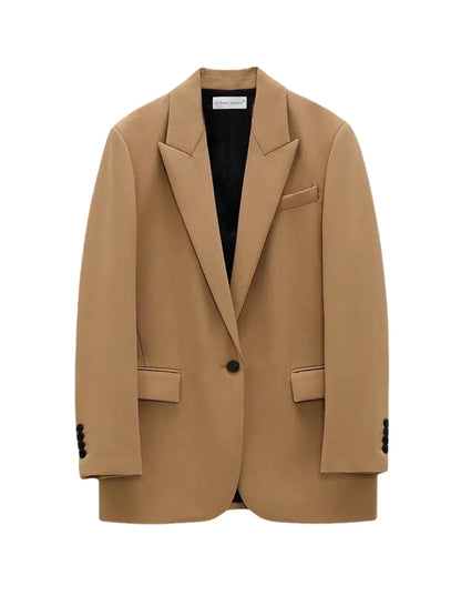 Casual Style Camel Pocket Blazer