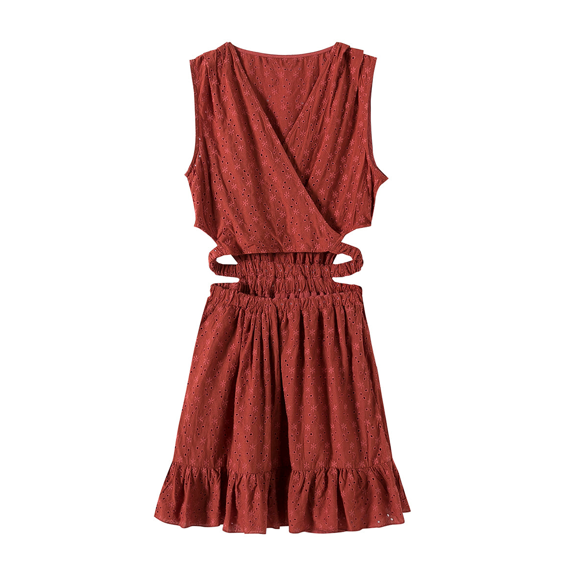 Spring Summer Hollow Out Cutout Embroidered Dress – Trendy Floral Lace Mini Dress