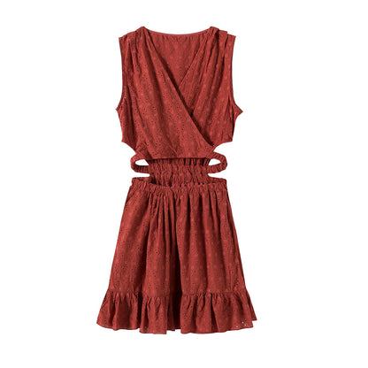 Spring Summer Hollow Out Cutout Embroidered Dress – Trendy Floral Lace Mini Dress