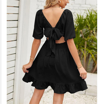 Stylish Square Neck Open Back Mini Dress in Vibrant Colors
