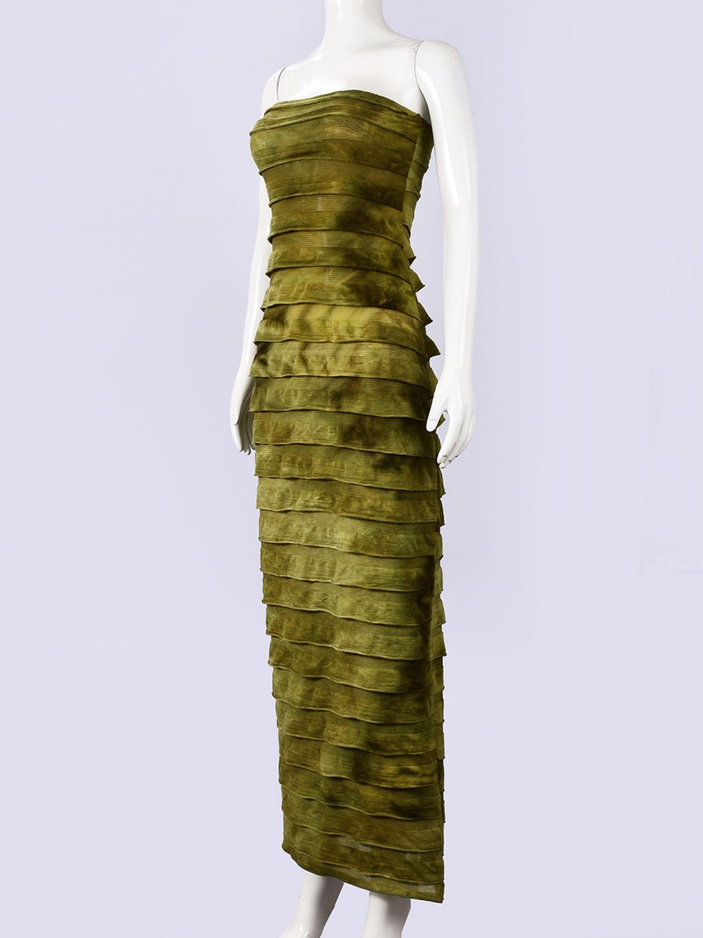 Tie-dye Splicing Strapless Backless Maxi Dresses