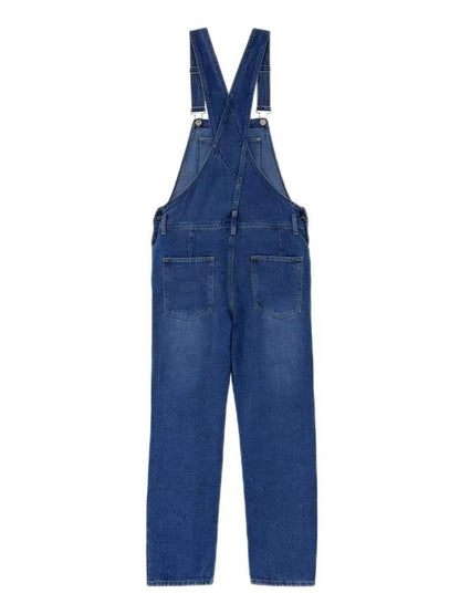 Washed Pocket Denim Overalls