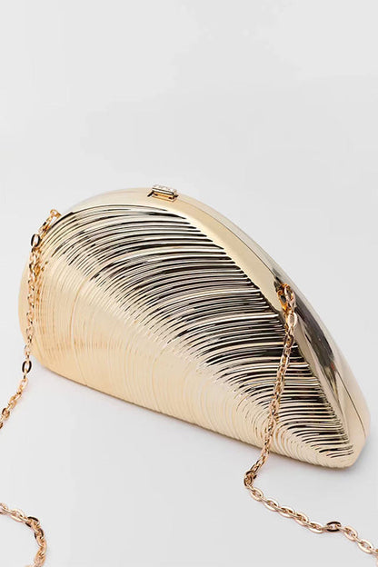 Margovil Trendy Chain Glitter Oyster Clutch Bag