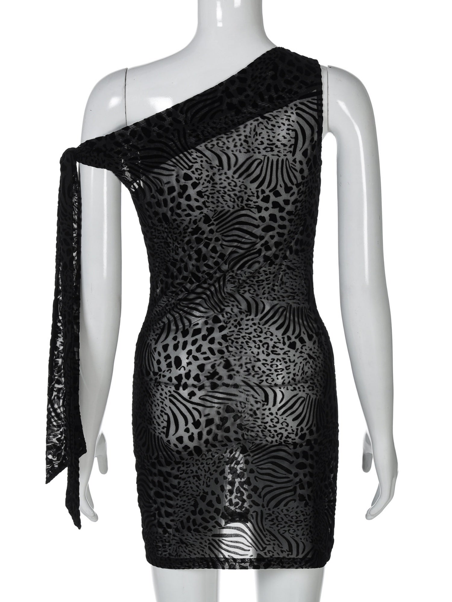 Lace Mesh Sloping Shoulders Slim Fit Hip Body Mini&Short Dresses