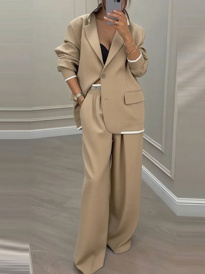 Leisure Wide-leg Pants Suit Commuter Suit 2-piece Sets