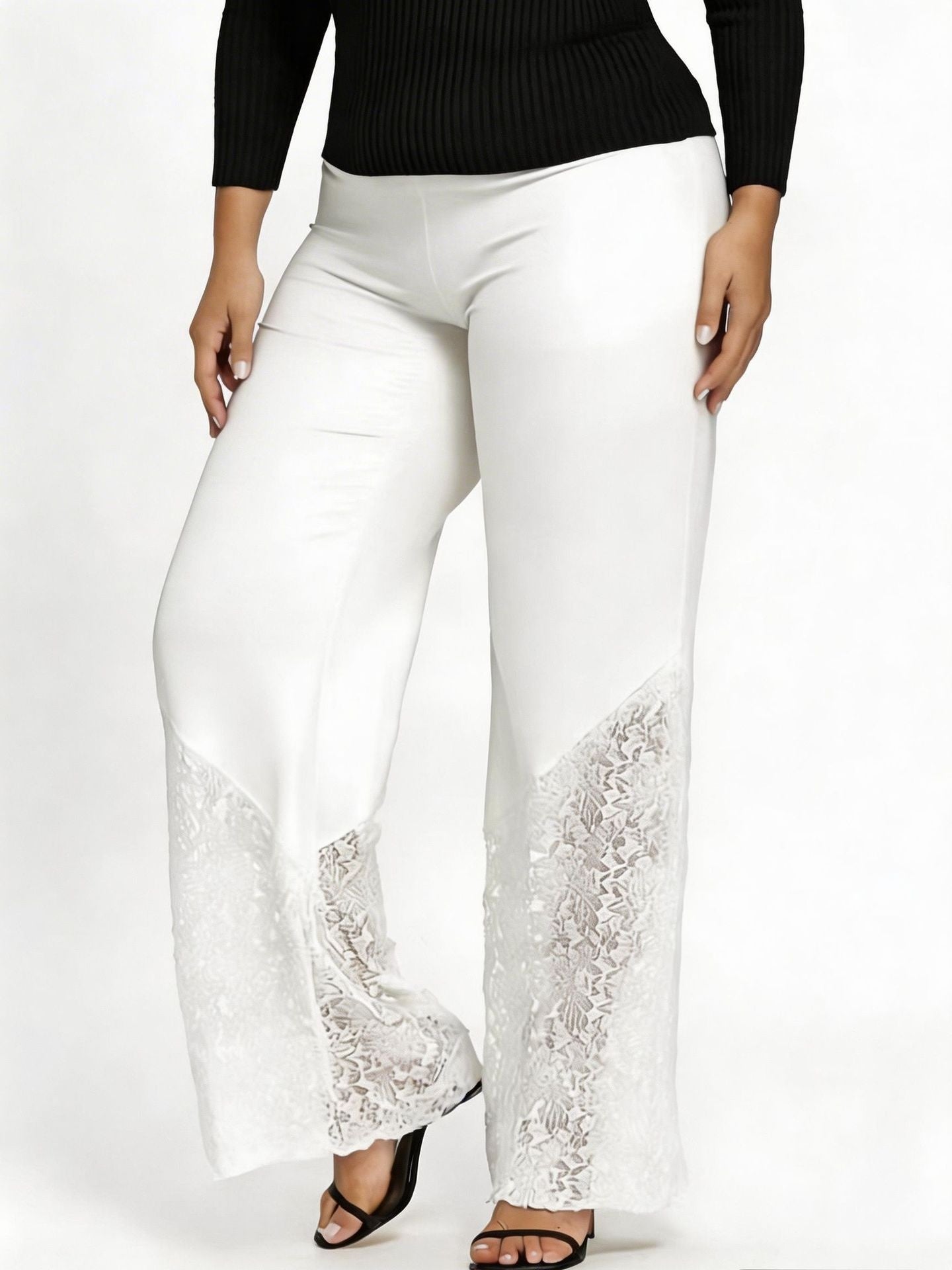 Slim-fitting, Loose-fitting, Comfortable Cropped Trousers With Lace Trim And Cutout Details