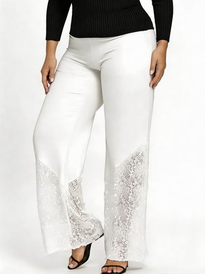 Slim-fitting, Loose-fitting, Comfortable Cropped Trousers With Lace Trim And Cutout Details