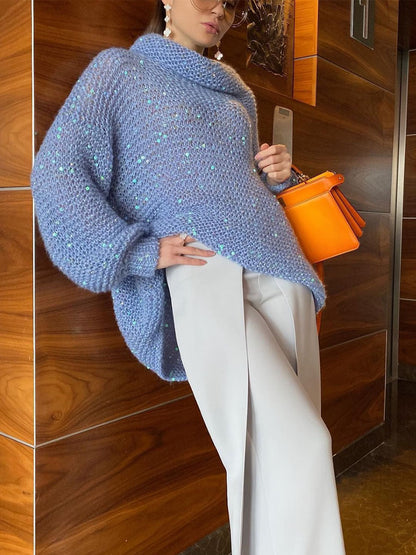 Luminous Cowl Neck Knit Sweater
