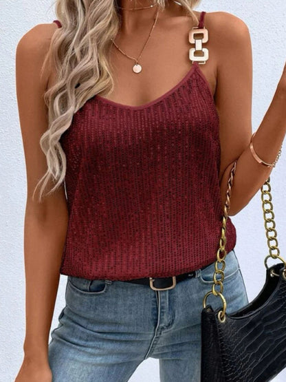 Sequins Metal Buckle Camisoles
