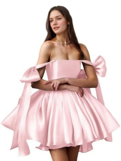 Strapless Satin Evening Dress
