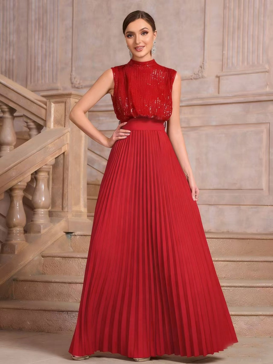 Sequins Crimp Banquet Formal Dress Party Wedding Backless Maxi Dresses