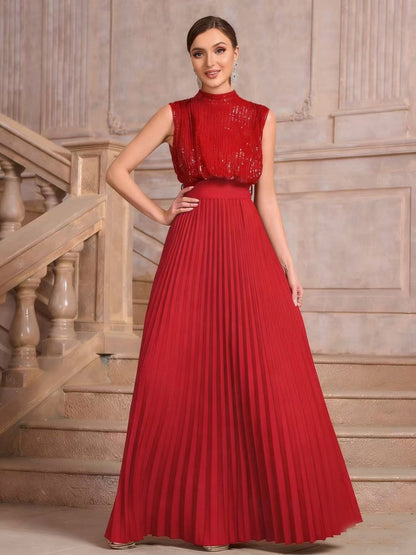 Sequins Crimp Banquet Formal Dress Party Wedding Backless Maxi Dresses