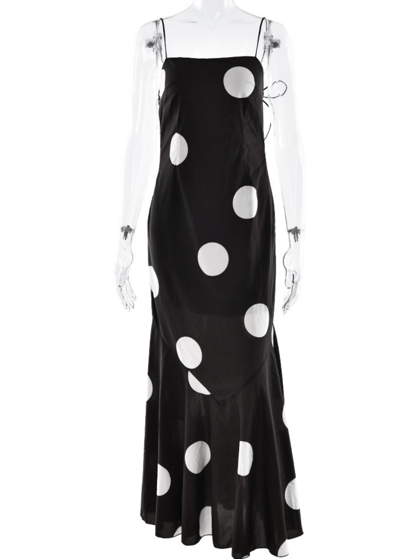 Polka Dots Camisoles Slim-fit Backless Maxi Dresses
