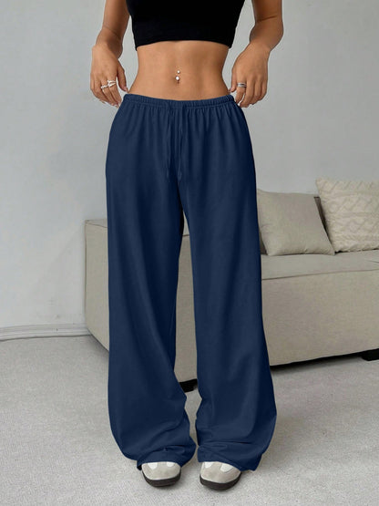 Elastic Waistband Lace Up Wide-leg Pants