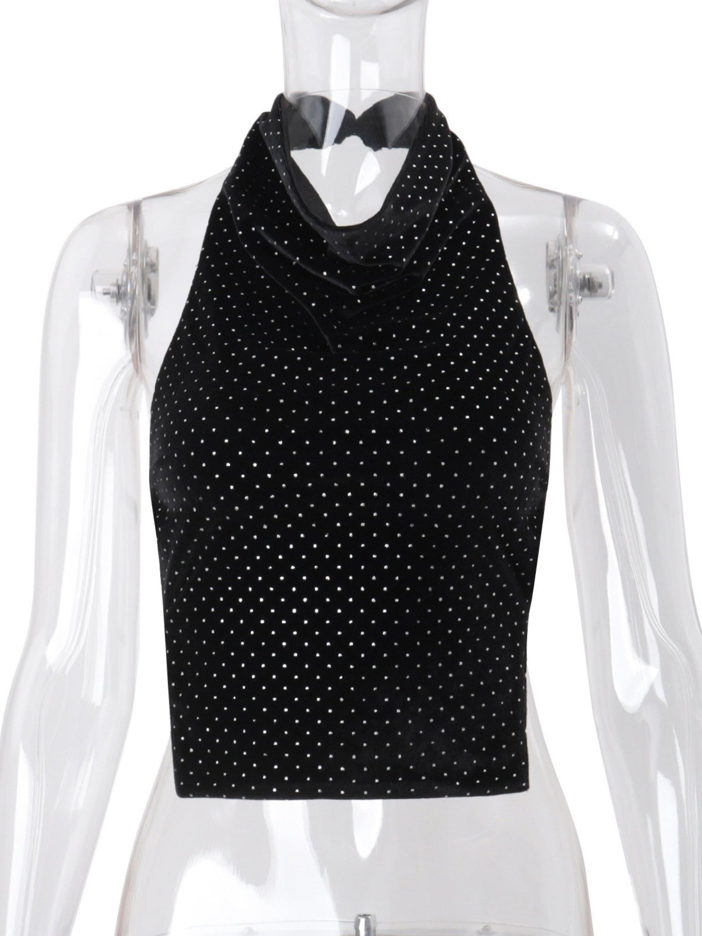 Polka Dots Halter-neck Sleeveless Backless Tank Tops