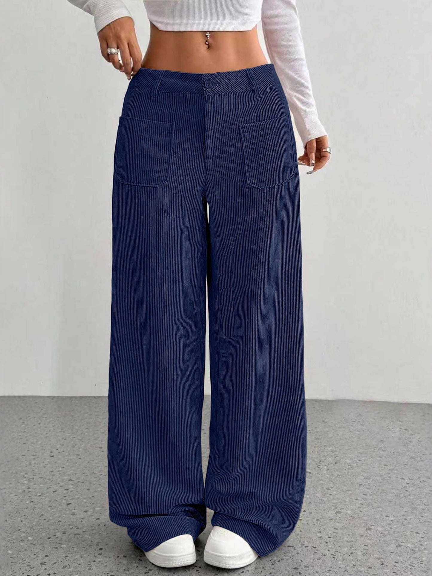 Pocket Loose Wide-leg Pants