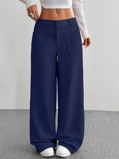 Pocket Loose Wide-leg Pants