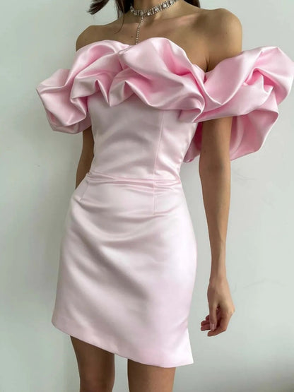 Sexy 3D Floral Mini Dress With Ruffles