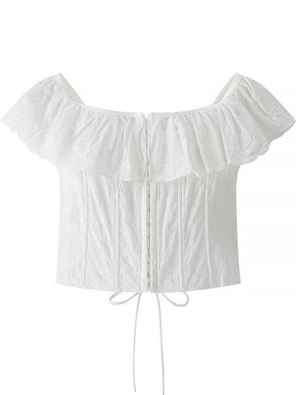 Lace Patchwork Ruffle T-shirts