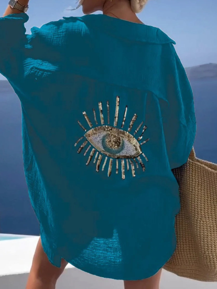 Collared Long-Sleeved Cotton Linen Casual Shirt